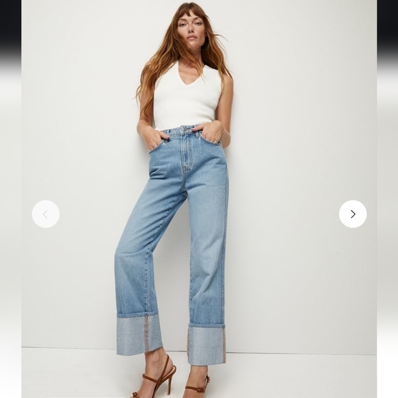 Veronica Beard Denim - Veronica Beard Dylan Full Length Straight Leg High Rise Cuffed Jeans